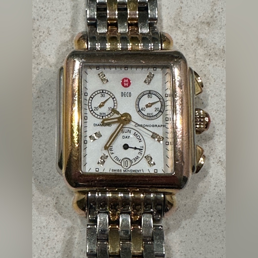 Deco Two-Tone 18K Gold Diamond
Dial Michele Watch plus 5 bands!